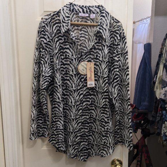 Wrangler Sheer Lace Button Down Shirt XXL - Picture 1 of 7